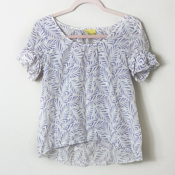 Maeve Silk Blend Short Sleeve Top Blouse lilac white size 0 - Picture 1 of 7